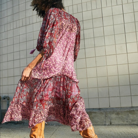 Free People Boho Burgundy Estelle Chiffon Maxi - Picture 5 of 13